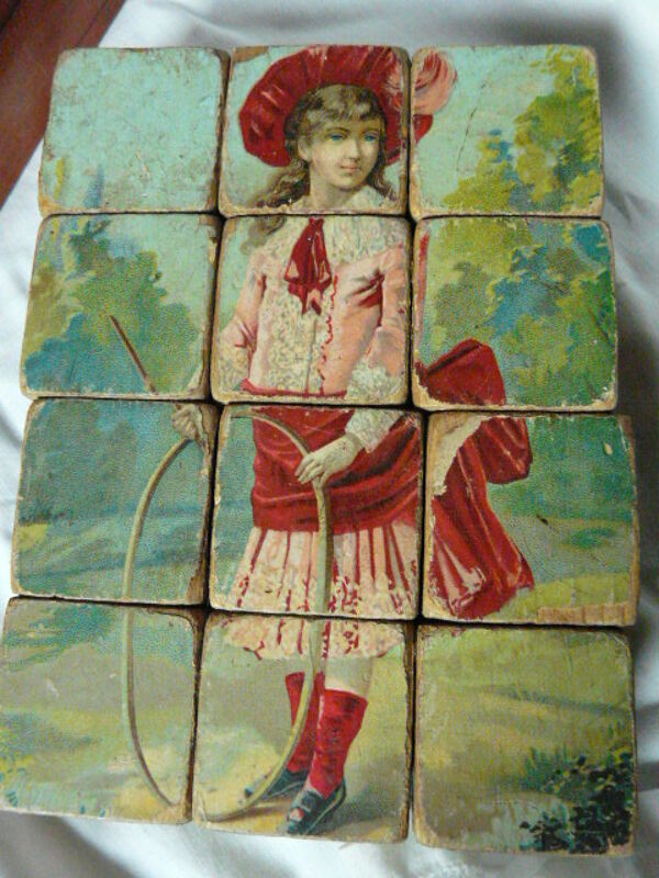 jeu de cubes en bois XIXème