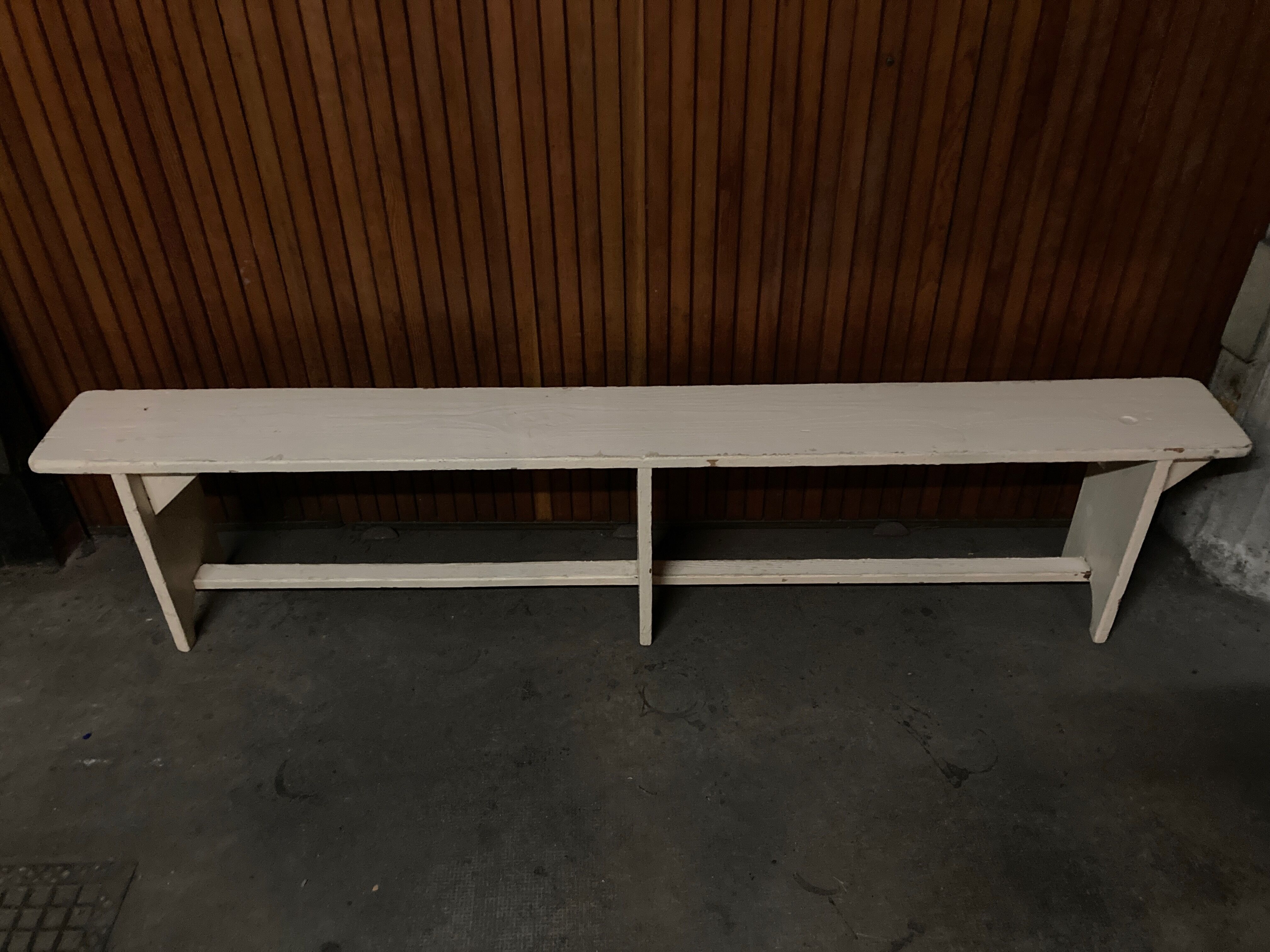 White lacquered wooden farm bench L 200cm