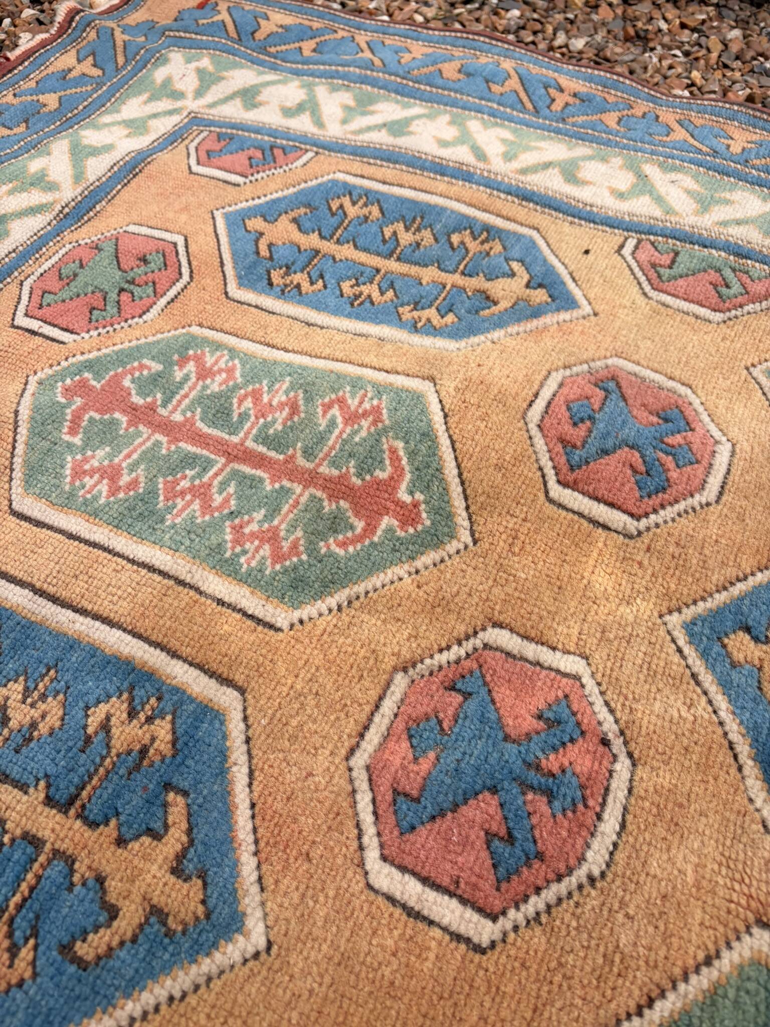 Antique Shirvan carpet, Caucasus 125x190, handmade wool, geometric tribal boho.