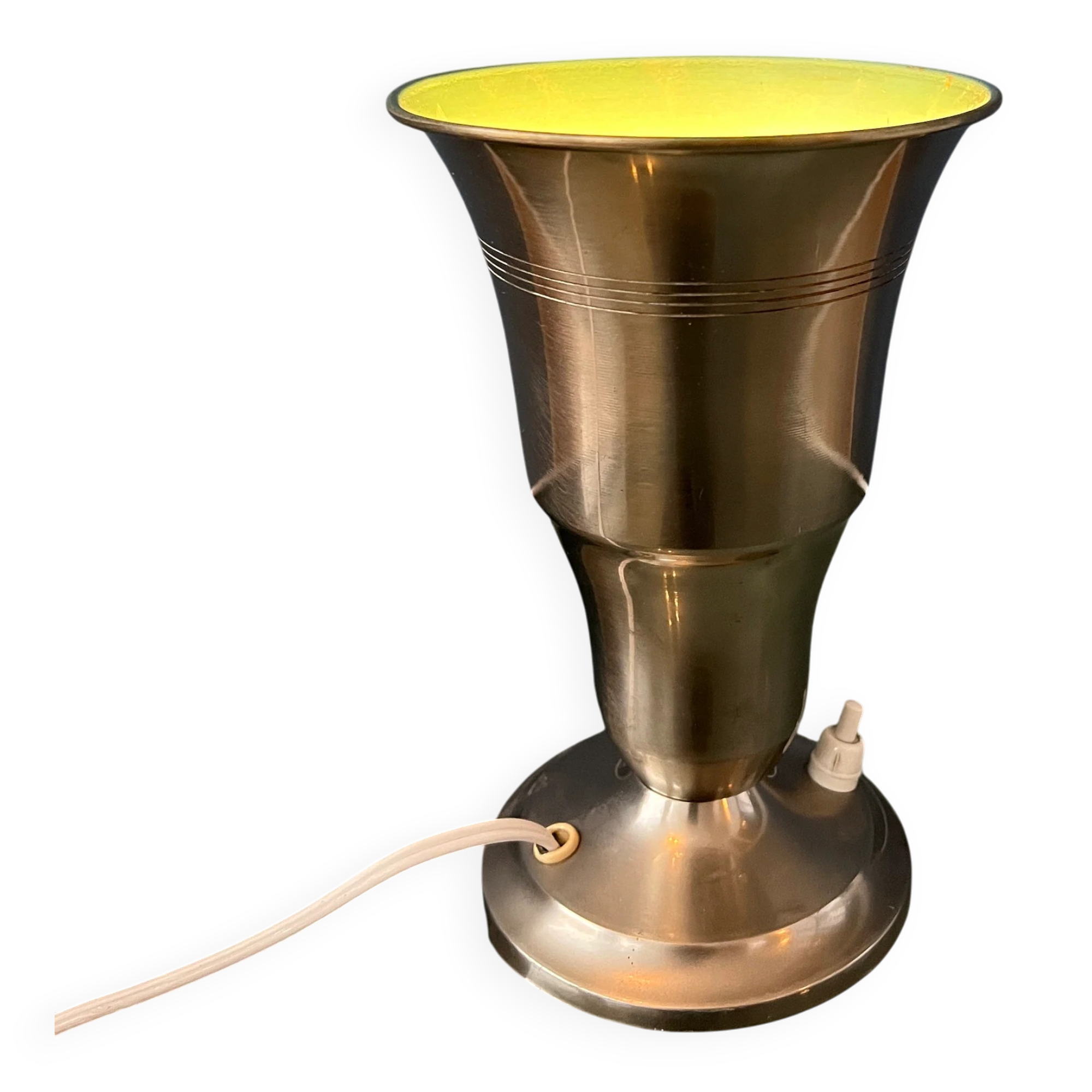 Table uplighter lamp "Cup" in metal, silver colour