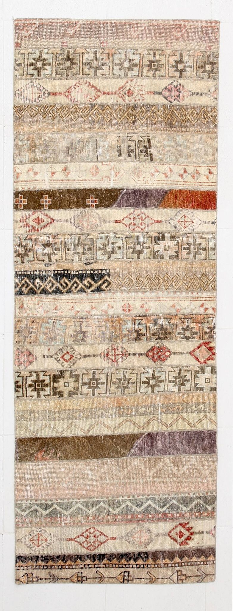 Tapis de couloir turc vintage beige crème, 80 x 224 cm