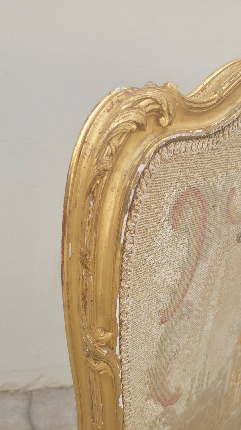 Louis xv style fireplace screen fire screen in gilded wood 19th century tapestry