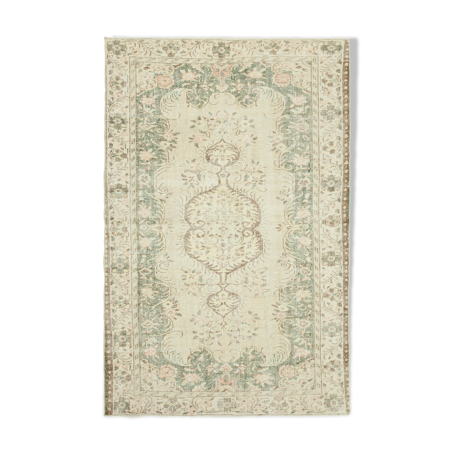 Hand-Knotted Unique Turkish Beige Carpet 181 cm x 283 cm - 38980