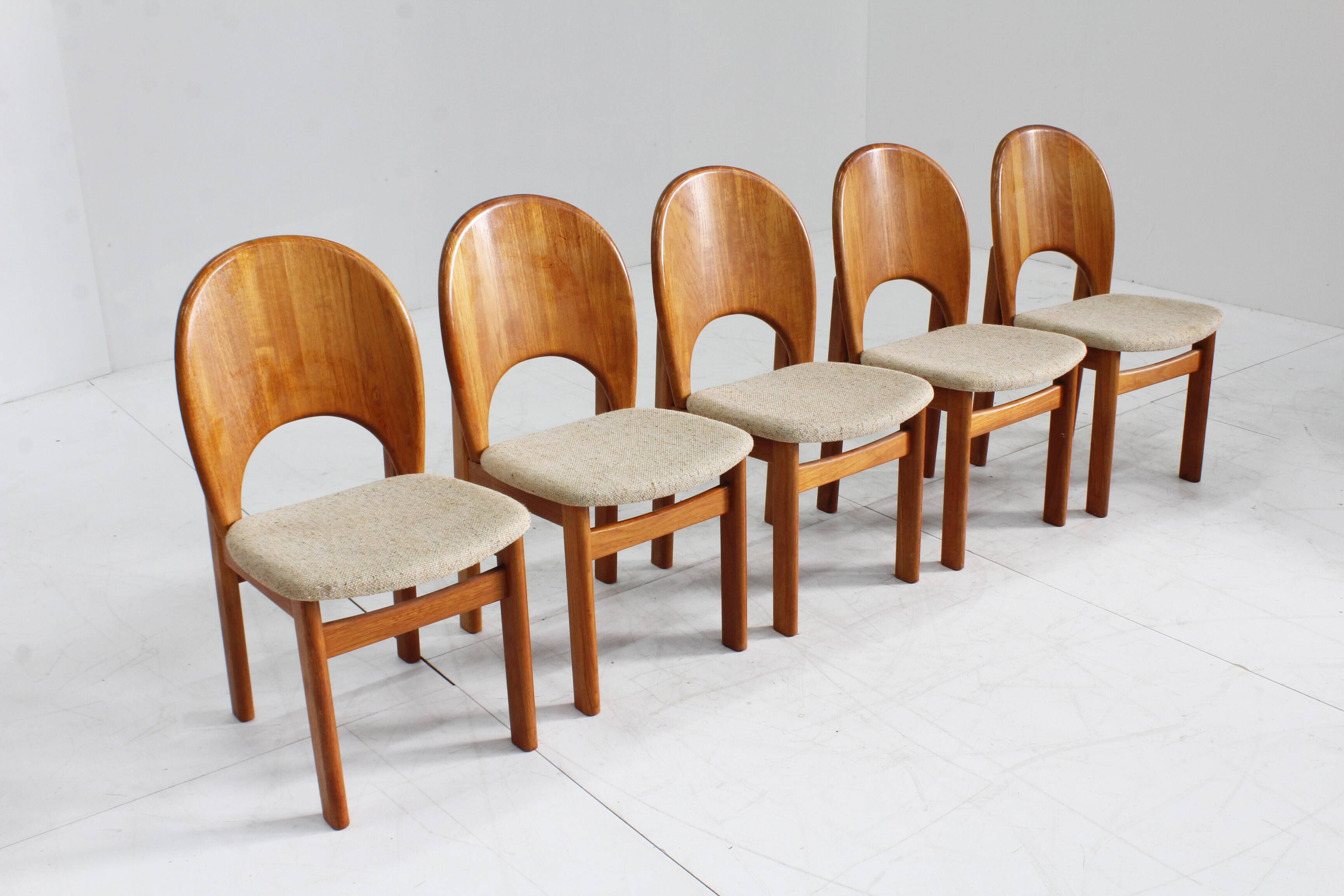 Chaises de salle à manger vintage en teck danois par Glostrup, lot de 5