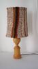 Vintage table lamp made of wood and knitted wool.