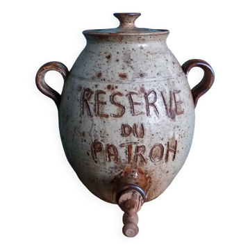 Vinaigrier pot jarre à alcool signé Jean-Pierre Prud’homme grès de Puisaye