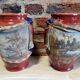 Paire de vases en barbotine