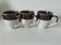Set of three two-tone mugs, glazed stoneware, café workshop style.