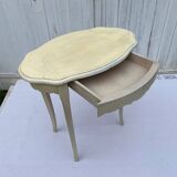 Bolster one drawer eggshell color cracked effect side table 1970