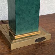 Pied de lampe vintage Jean Roche, 1980, laiton & vert