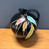 Vase by Georg Schmider Zell model 4089 Black with colorfull leaf patern