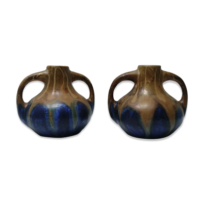 Paire de vases art déco en grés de Gannat de G. M éténier