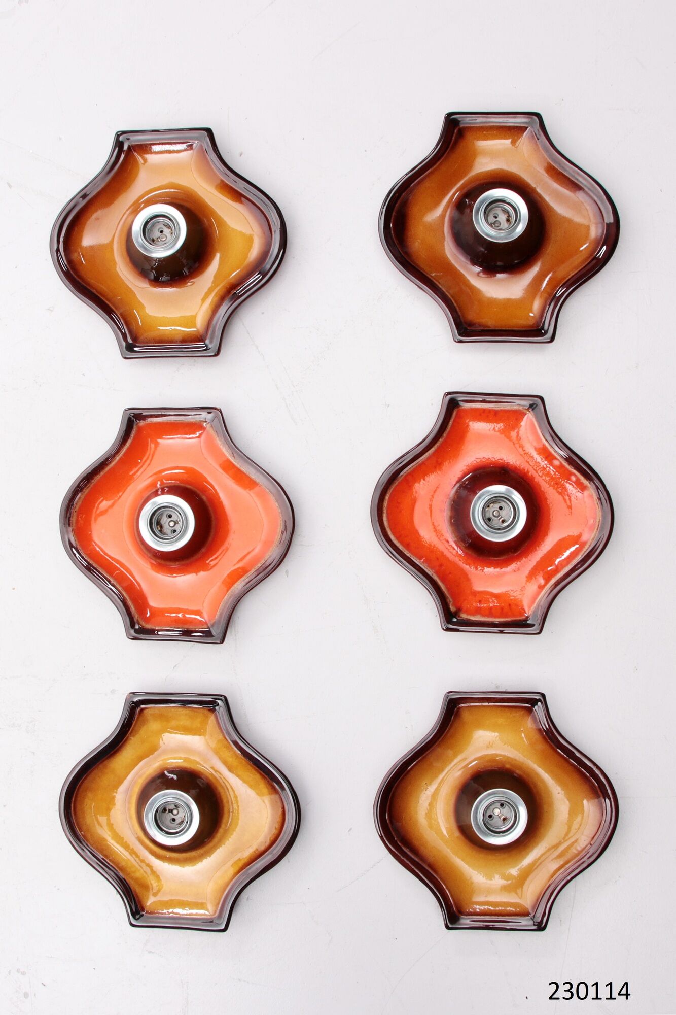 Vintage Set of 6 German ceramic wall lamps with head mirror lamp, 1960