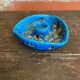 Vintage blue fat lava ceramic cyclops candle holder charles cart
