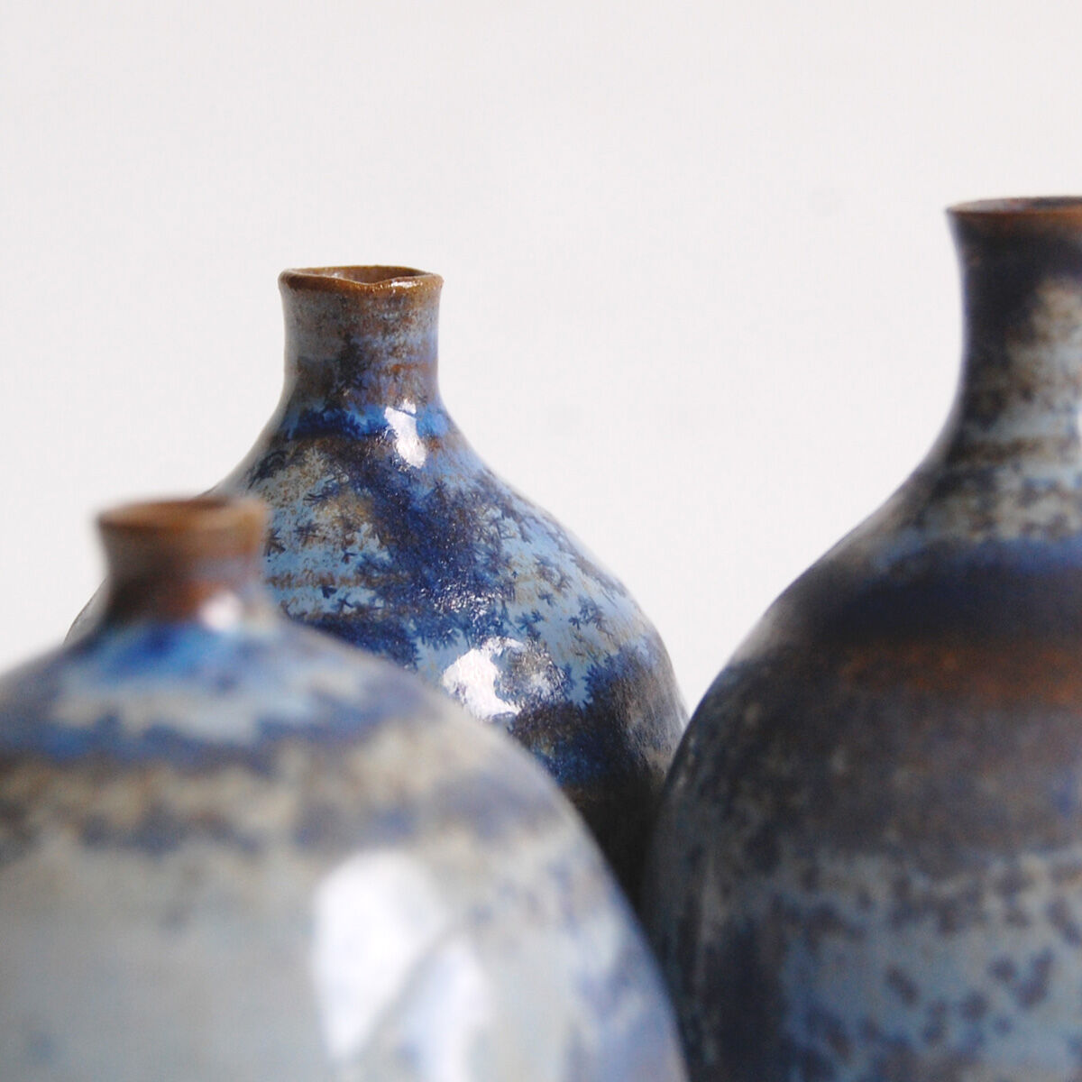 Trio de céramiques miniatures bleues Antonio Lampecco