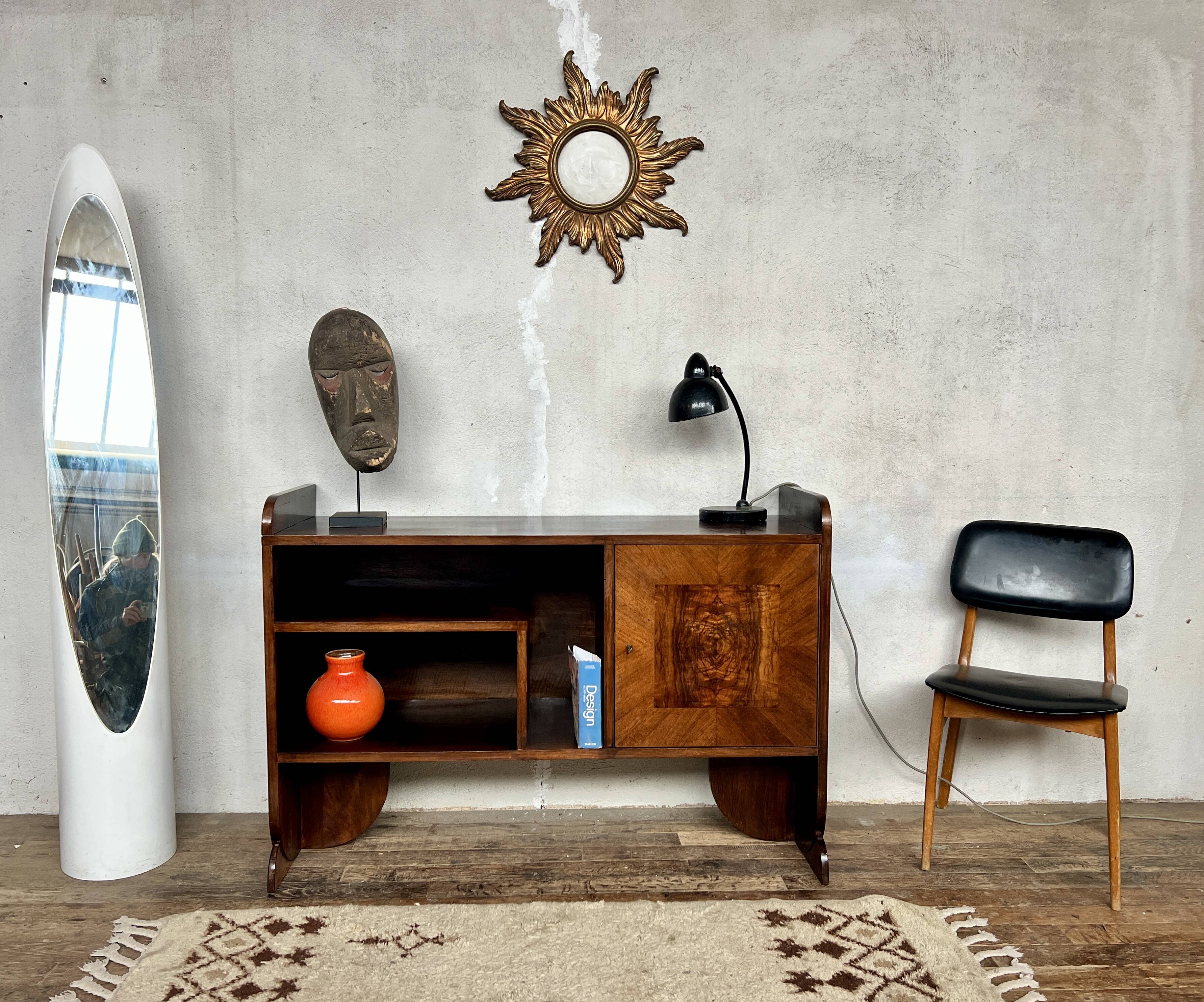 Art Deco shelf in wood and burl