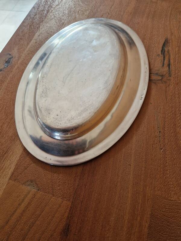 Christofle - Oval serving platter model Crossed Ribbons in silver-plated metal