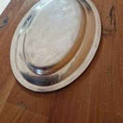 Christofle - Plat ovale de service modèle Rubans croisés en métal argenté