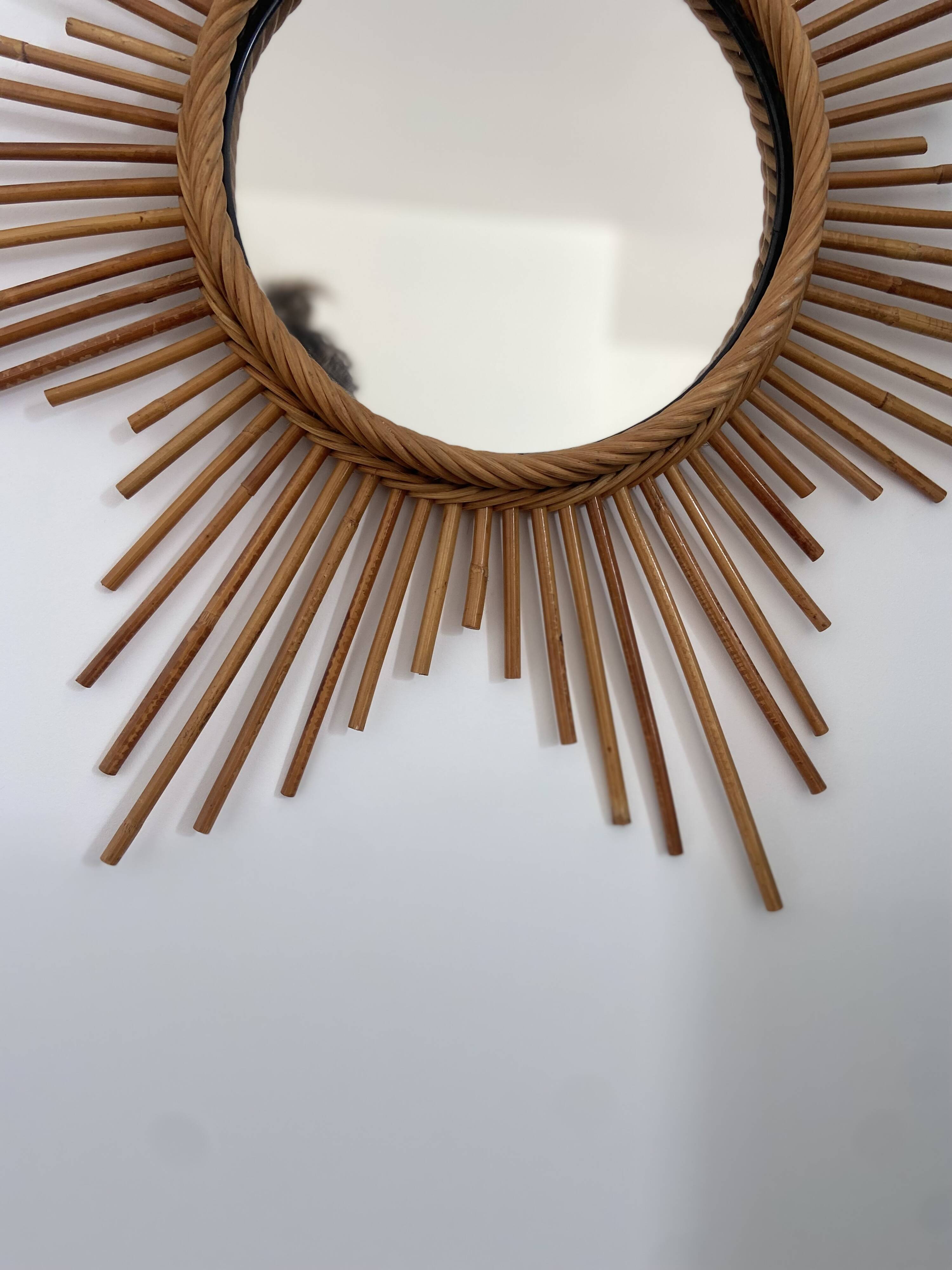 Vintage rattan sun mirror