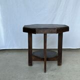 Pedestal table or small octagonal side table quadripod base with modernist spacer