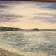 Oil painting knife beach sea sunset cliff signed canda