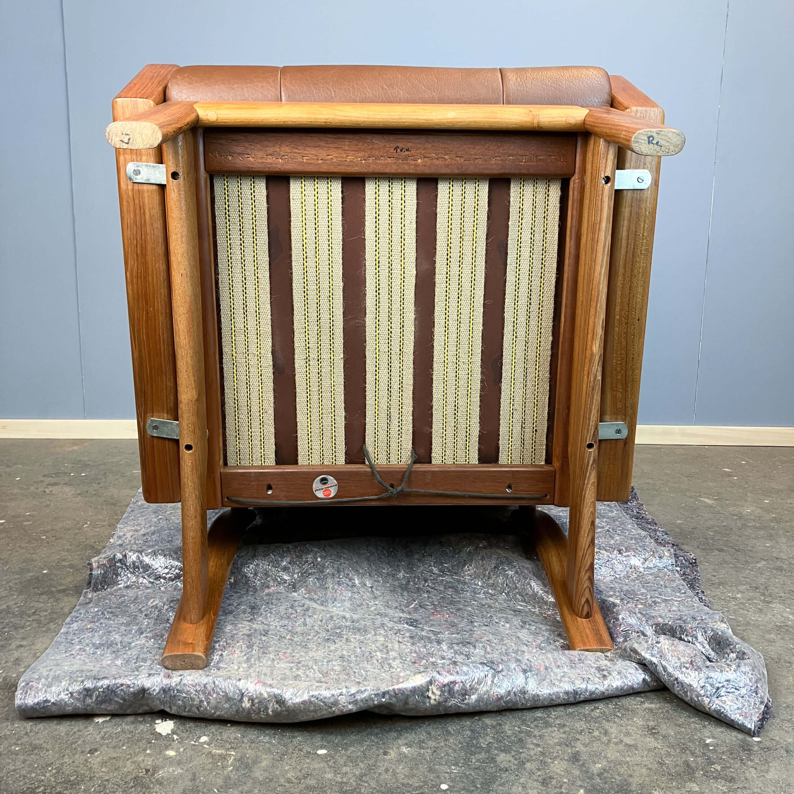 Lounge chair by Grete Jalk for Glostrup, teak and leather, 1960s