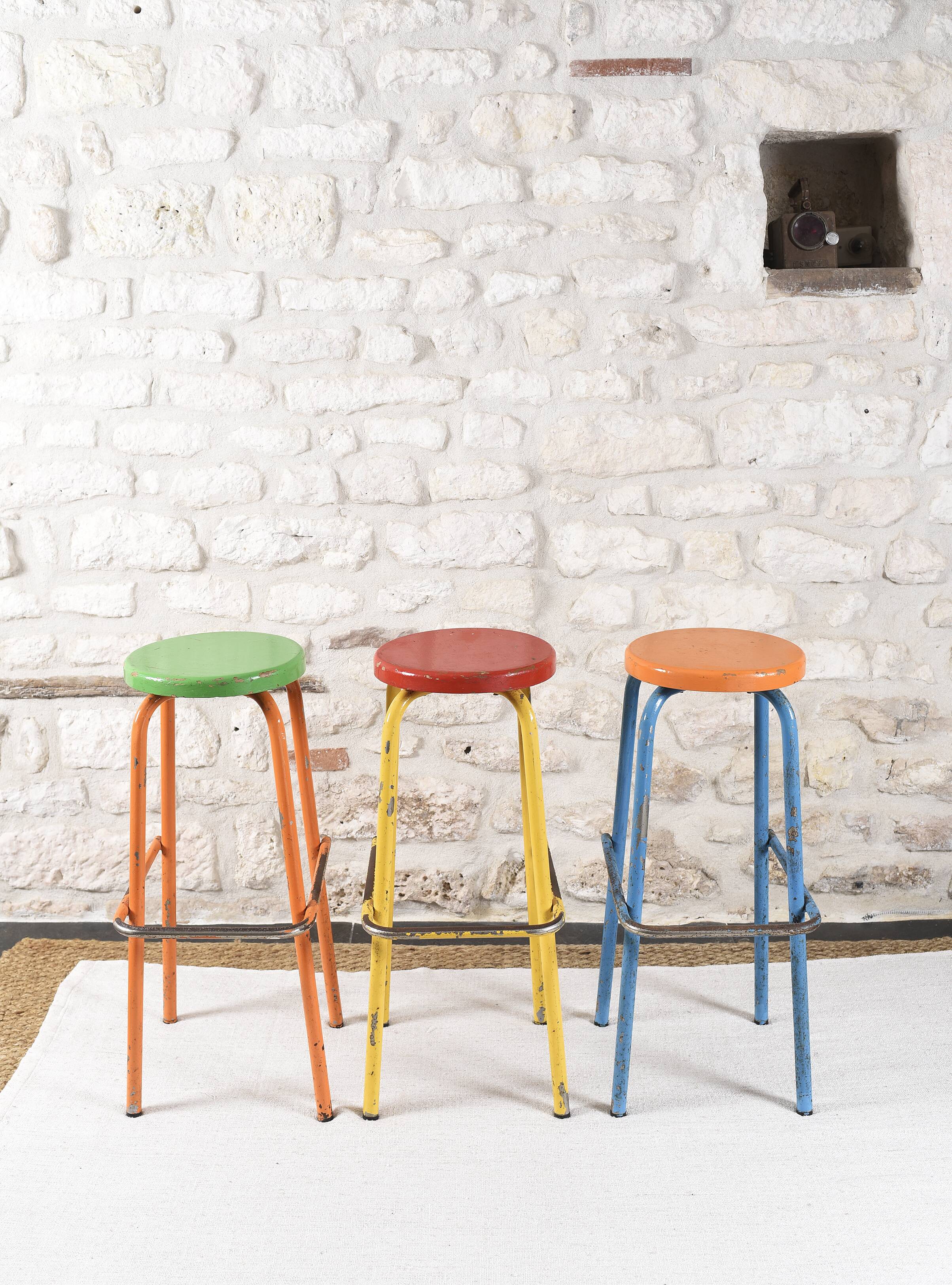 Set of 6 industrial high stools