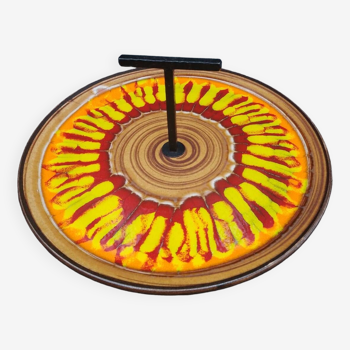 St Clément ceramic cheese tray with flamboyant Psychedelic Orange decoration