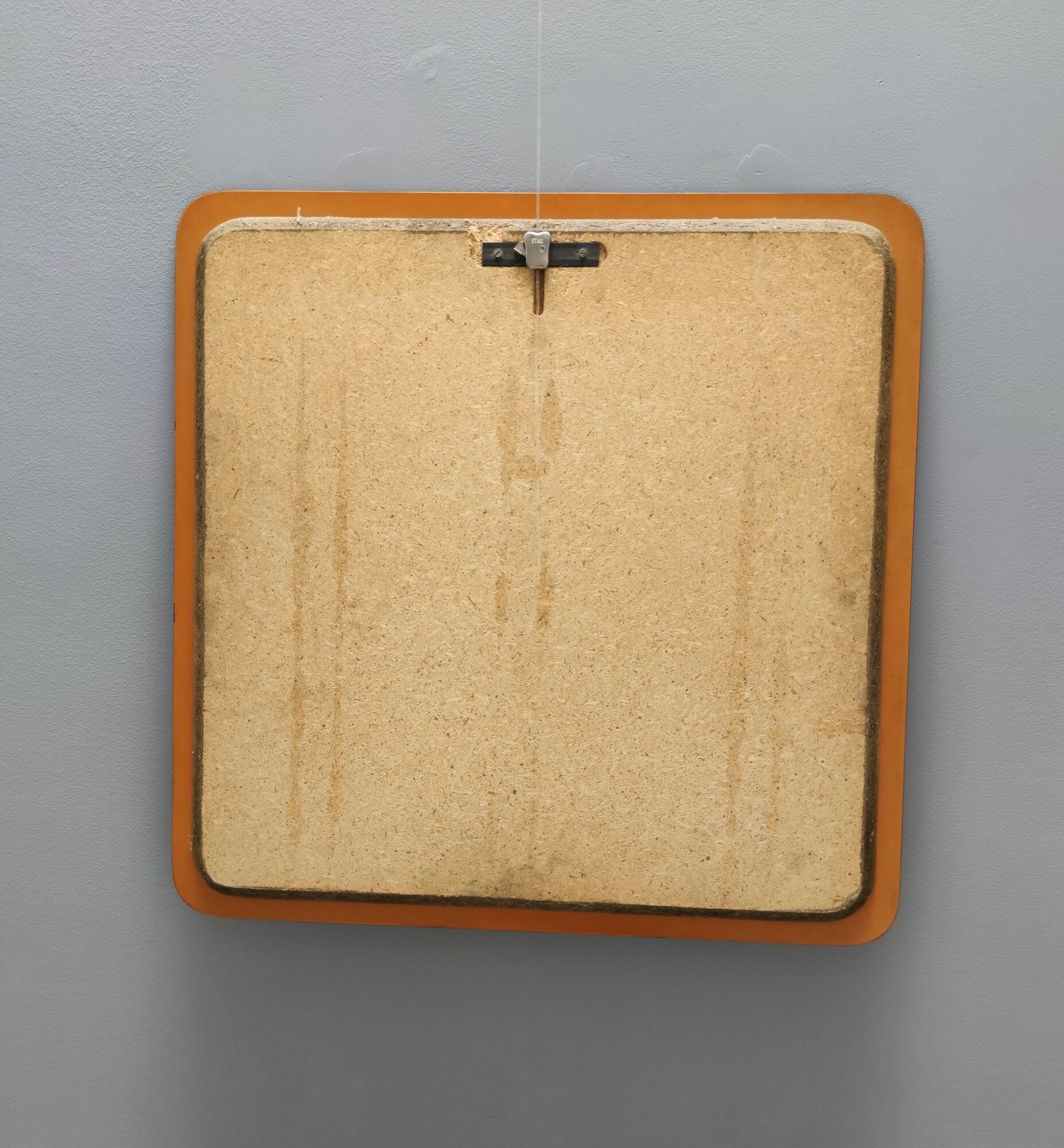 Postmodern square wall mirror with an army green beveled glass frame, Italy