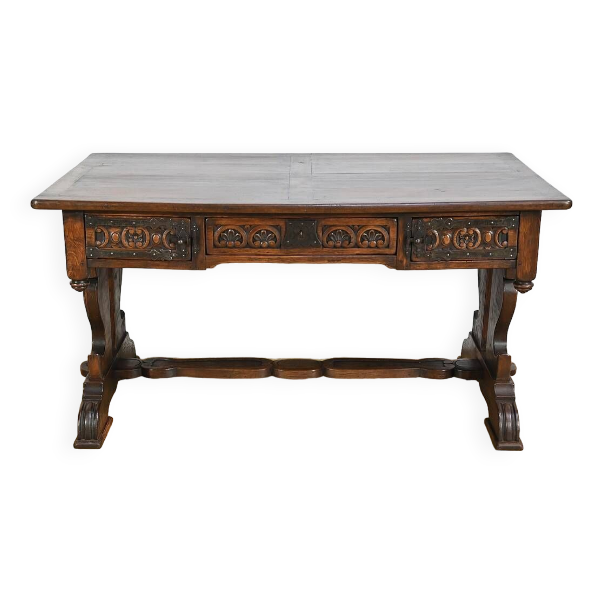 Oak Desk Table, Neo-Gothic style – Early 20th century