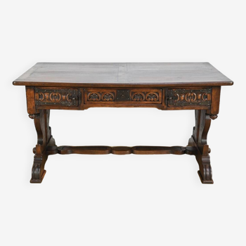 Oak Desk Table, Neo-Gothic style – Early 20th century