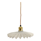 Vintage embossed opaline pendant light