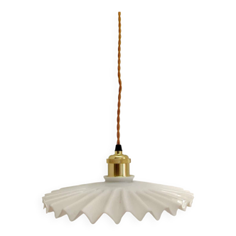 Vintage embossed opaline pendant light