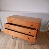 Scandinavian designer chest of drawers in blond oak Mid-Century Circa 1950