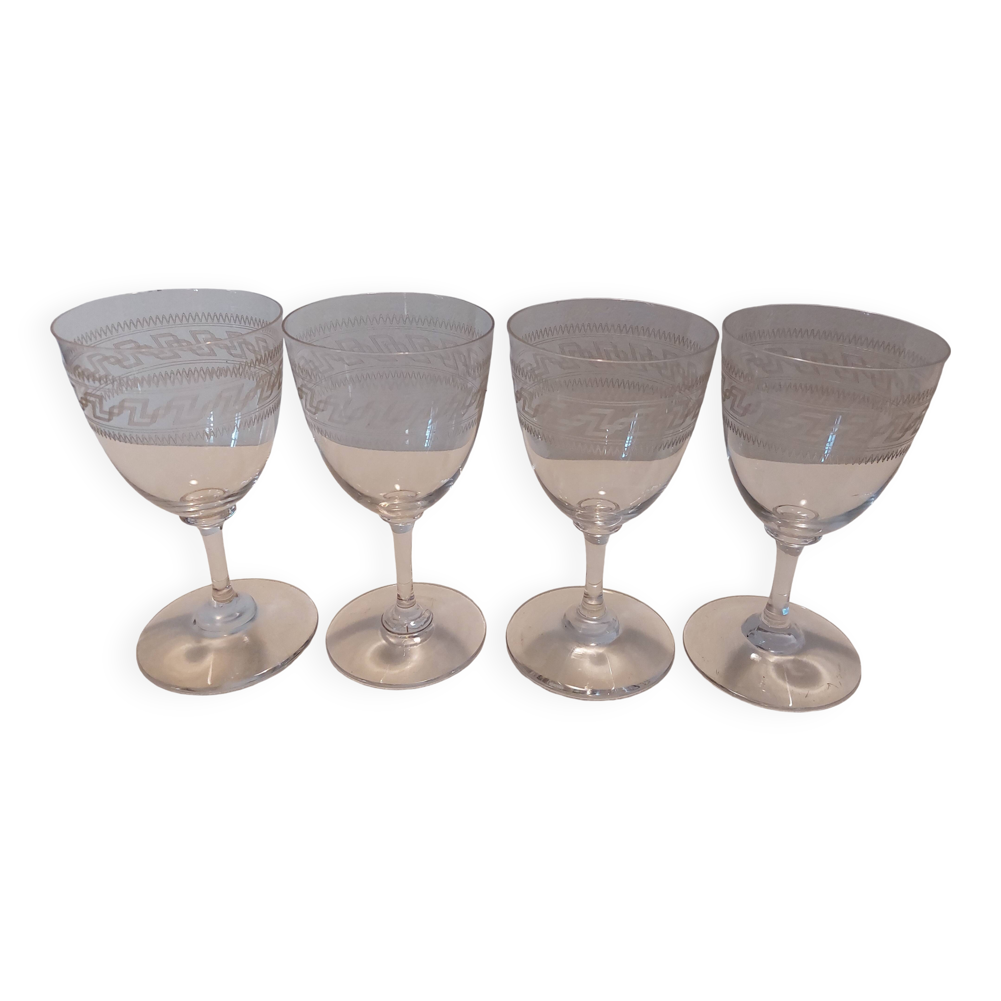 4 Blown crystal glasses