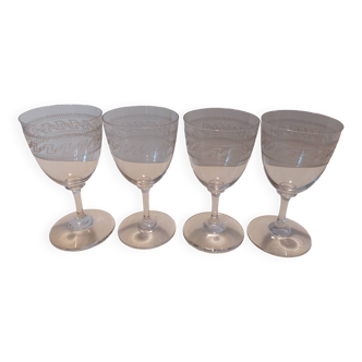 4 verres en cristal soufflé