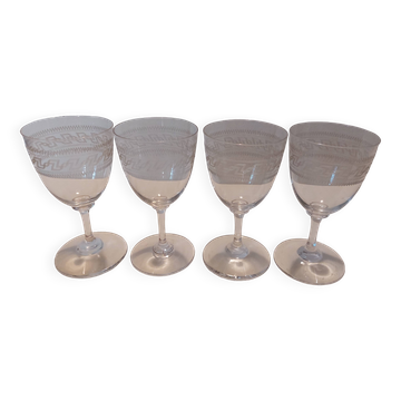 4 Blown crystal glasses