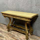 Louis XV Baroque console in gilded wood and lacquered wood circa 1900