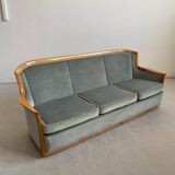 Canapé scandinave des années 1960, style milieu du siècle, en cerisier massif et velours