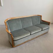 1960s Scandinavian Mid-century Sofa, Solid Cherry Wood and Velvet