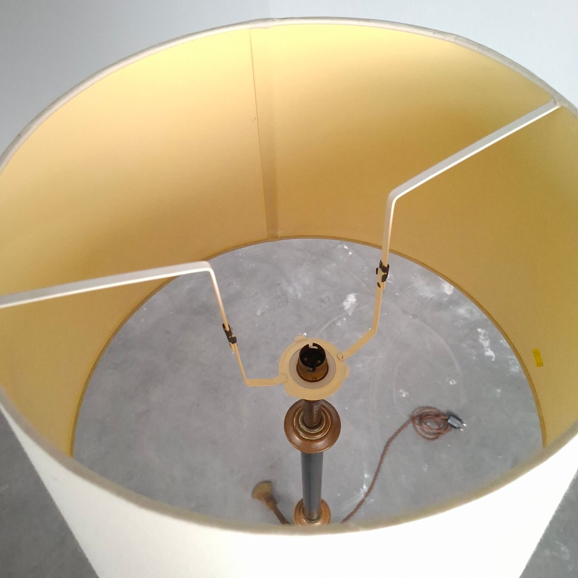 Art and Craft tripod floor lamp in bronze.