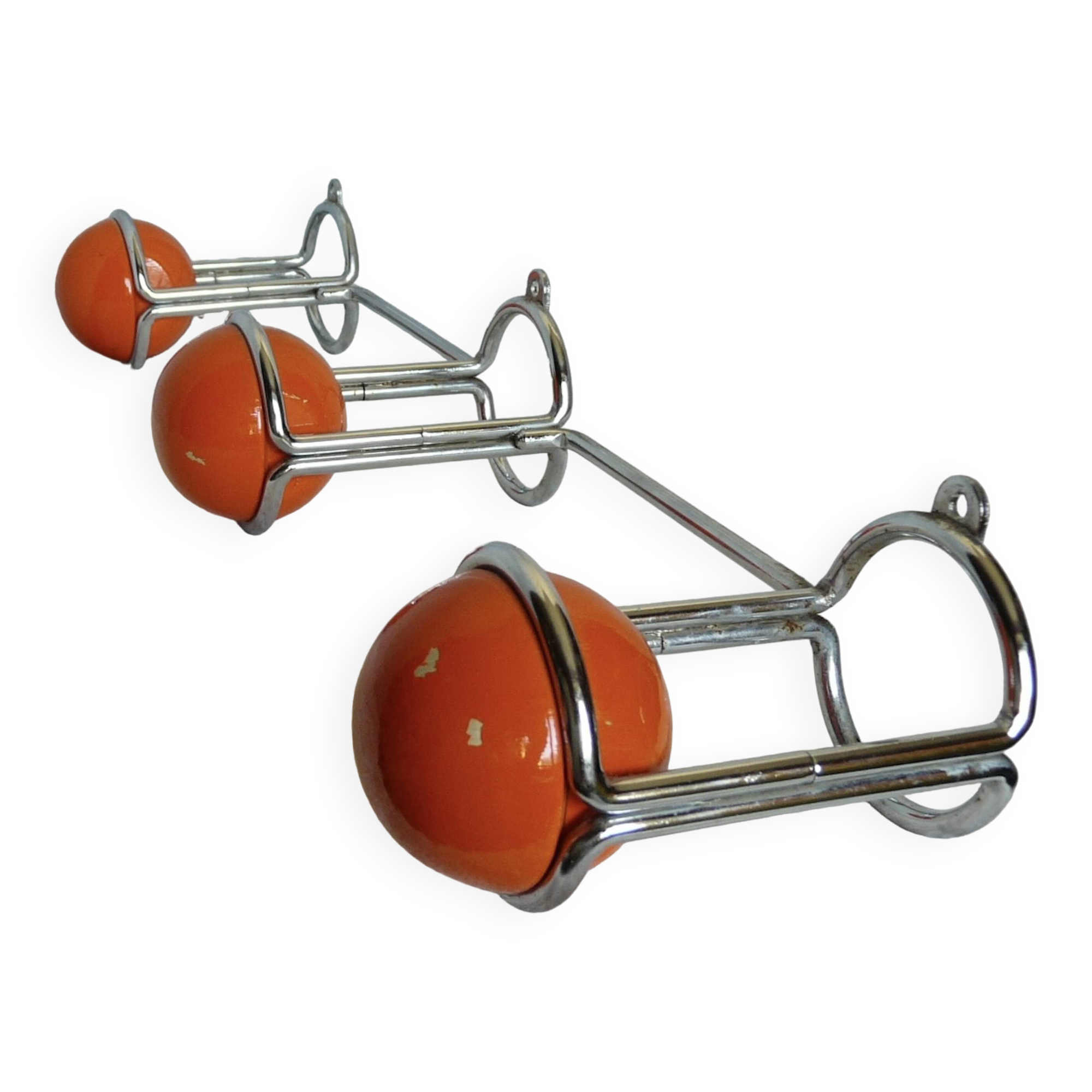 Vintage 1970s orange and chrome coat rack