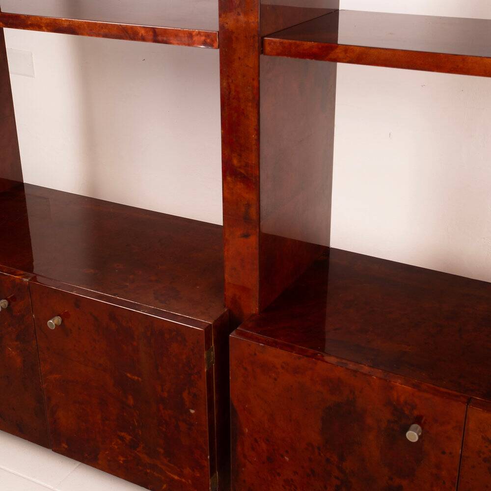 Parchment bookcase by Aldo Tura for Tura Milano 1960