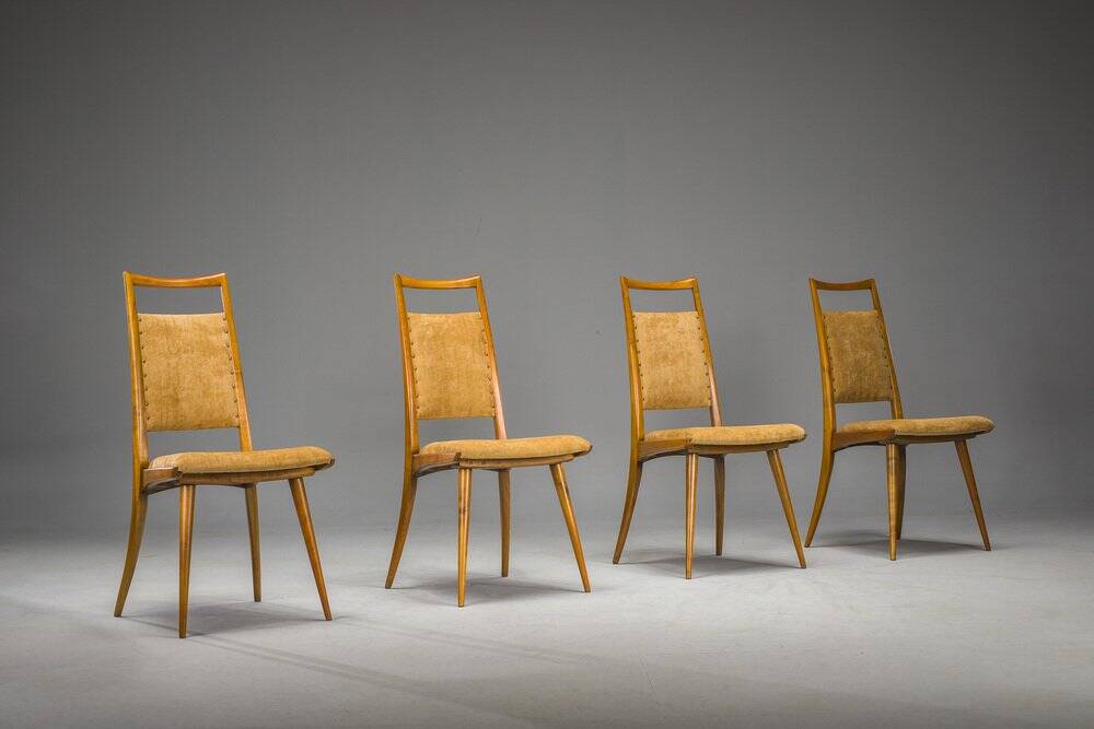 Mid-century modern dining chairs attributed to Ernst Martin Dettinger for Lucas Schnaidt, 1950s, set of 4