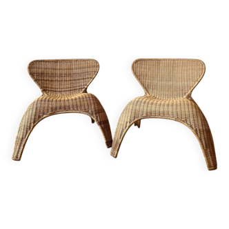 Pair of vintage rattan armchairs