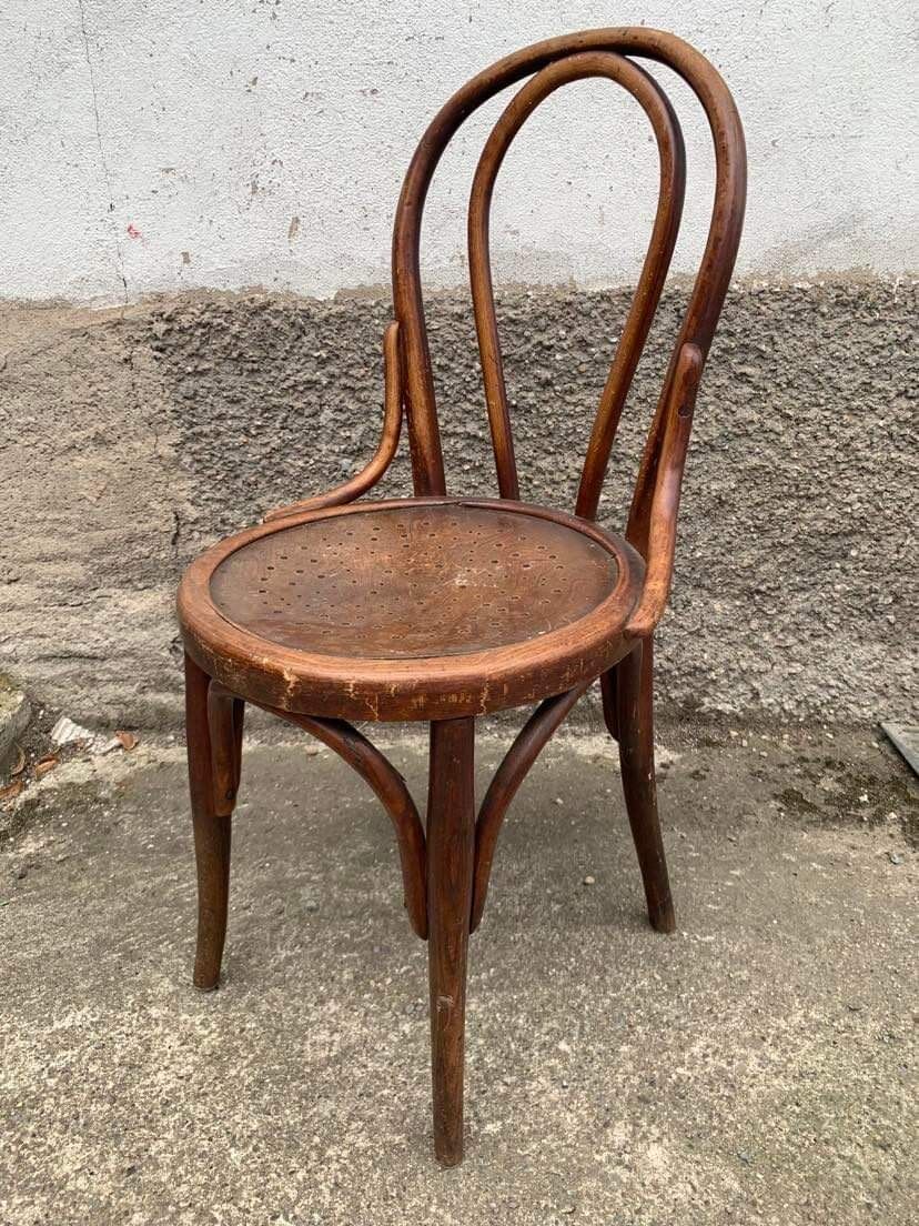 4 bistro chairs in curved wood N° 18 of the 1920s 1930s wooden seat