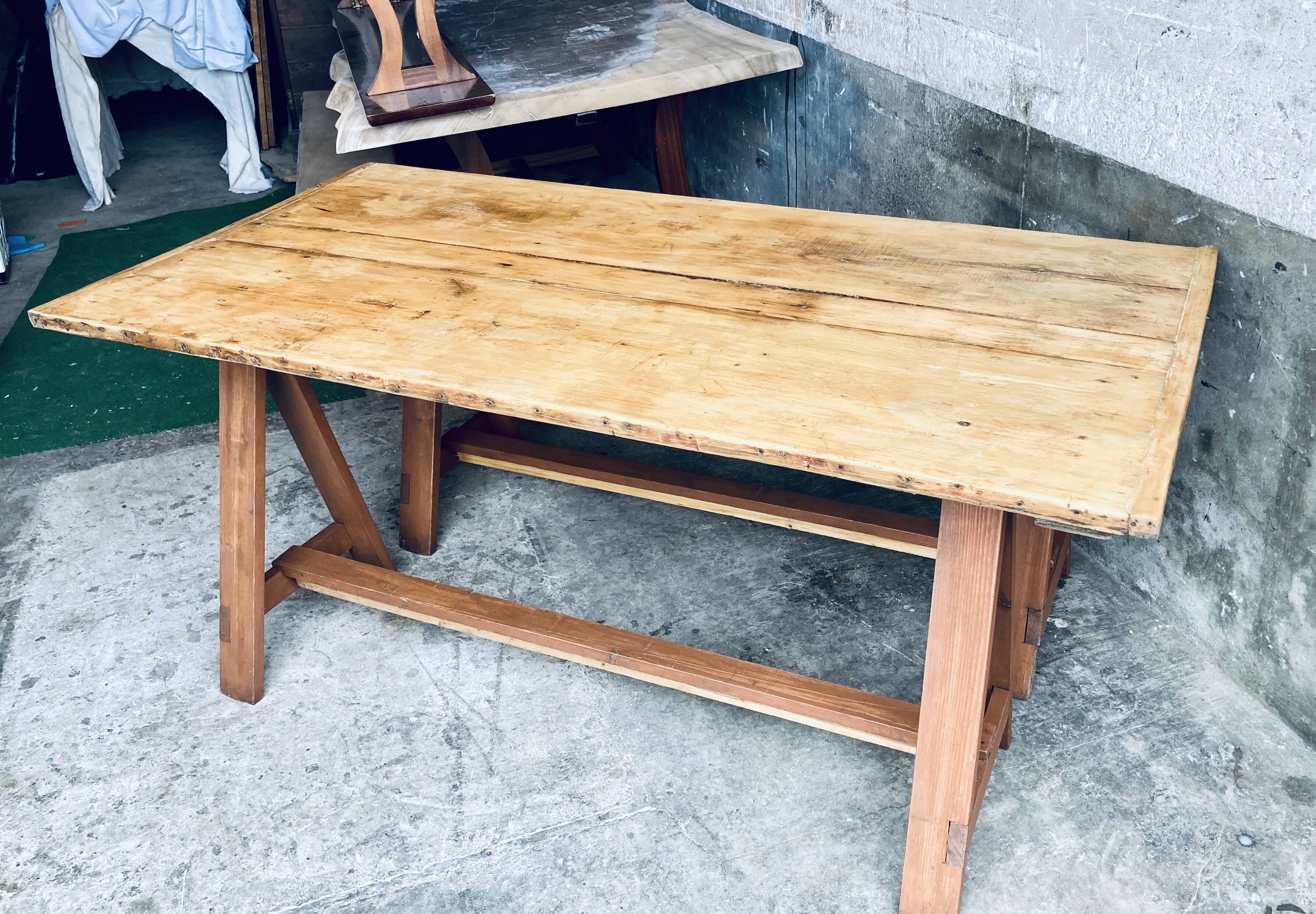 Farm table on trestles