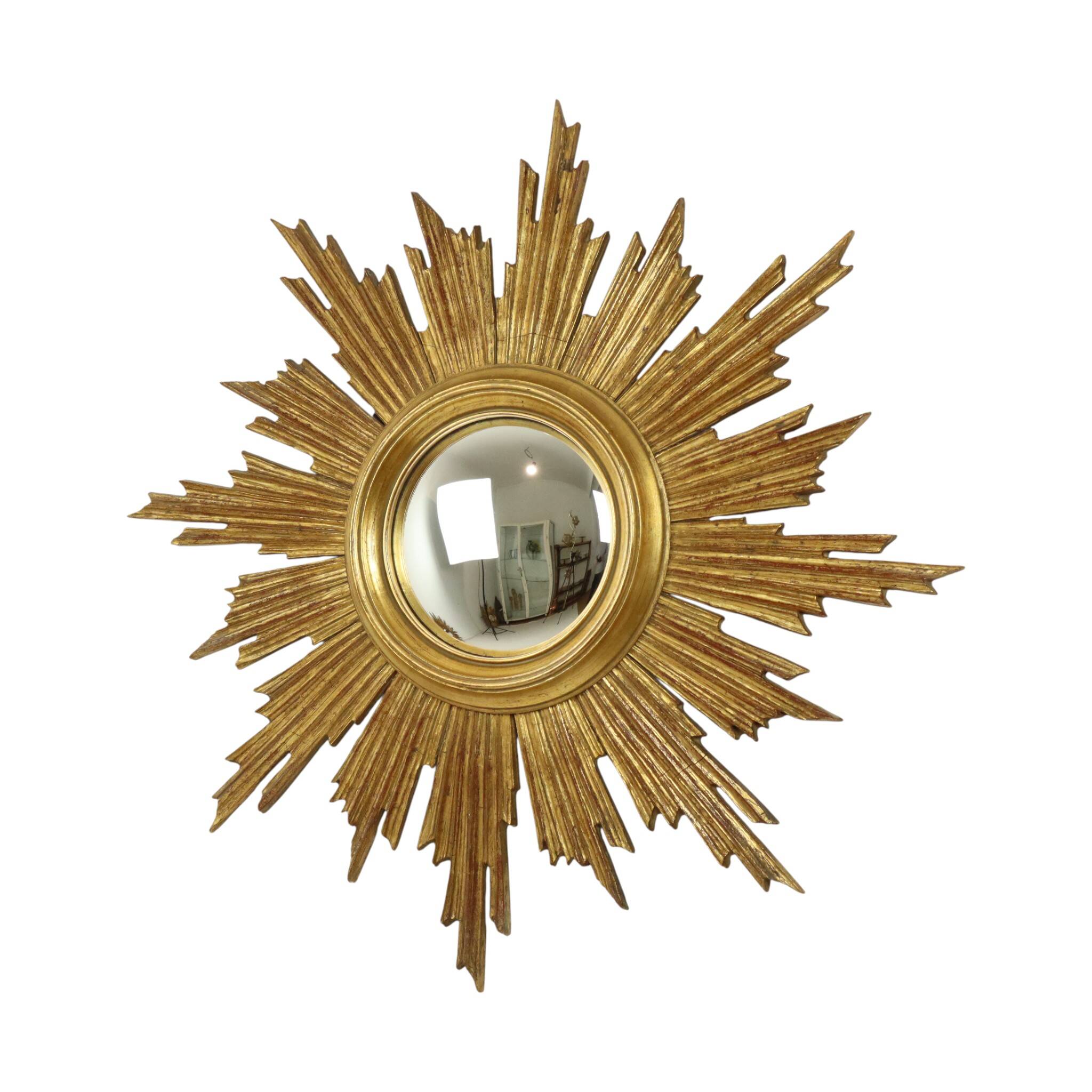 Large Deknudt Sunburst Gold Leaf Sun Mirror Sixties