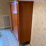 Scandinavian style wardrobe wood and rattan vintage 60s
