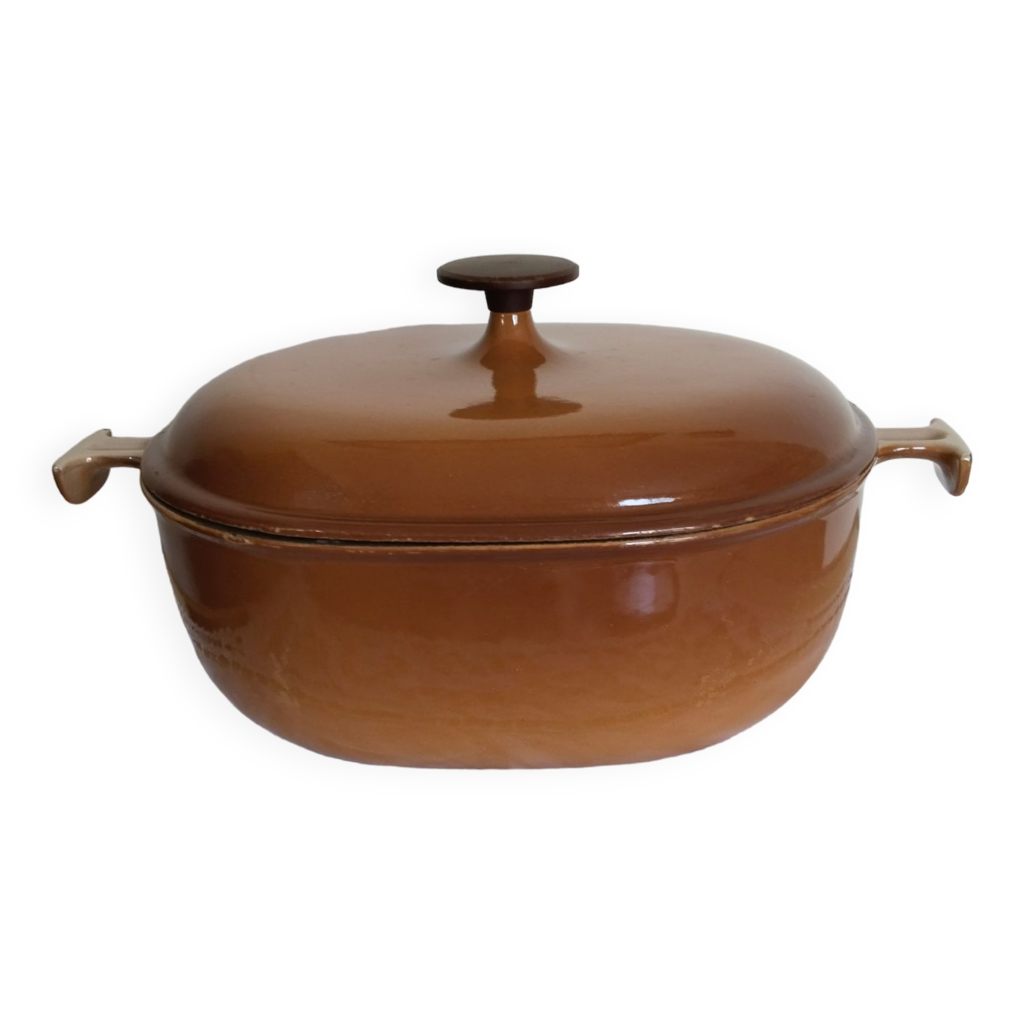 Le Creuset Cocotte en Fonte émaillée marron Modèle MAMA Par Enzo Mari  numéro 29 | Selency